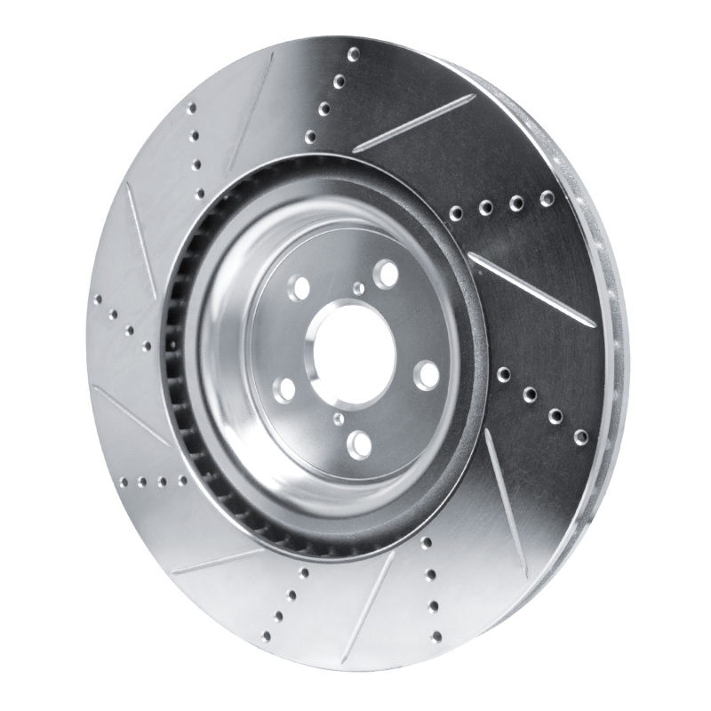 Lexus RC F Brake Rotor (1) - Right Front - R1 Concepts - Drilled & Slotted - Silver - `15-`22